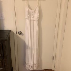 Motherhood white lace maxi dress